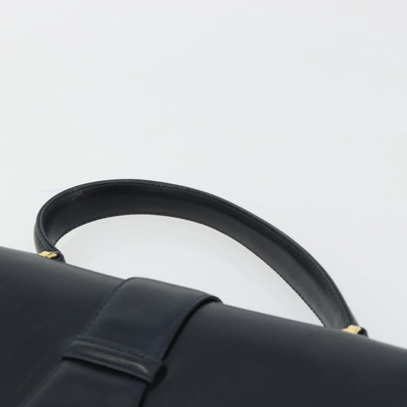 GUCCI Hand Bag Leather Navy Gold Auth ka4422