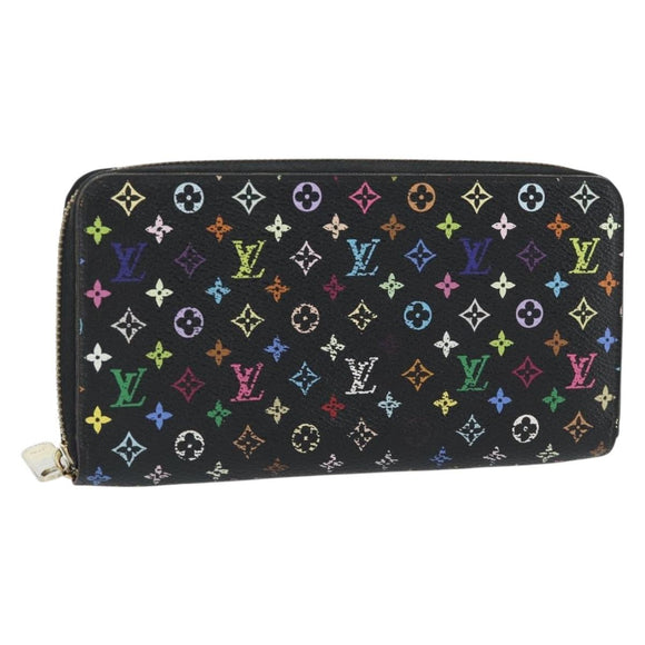 LOUIS VUITTON Monogram Multicolore Zippy Geldbörse Schwarz M60243 LV Auth ka4424