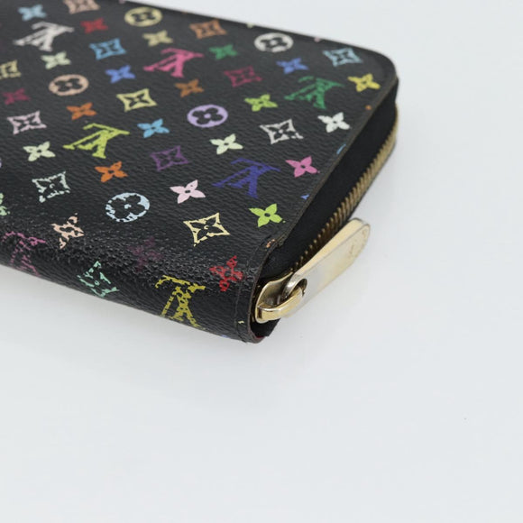 LOUIS VUITTON Monogram Multicolore Zippy Geldbörse Schwarz M60243 LV Auth ka4424