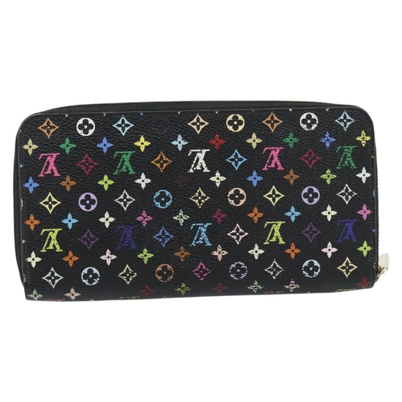 LOUIS VUITTON Monogram Multicolore Zippy Geldbörse Schwarz M60243 LV Auth ka4424