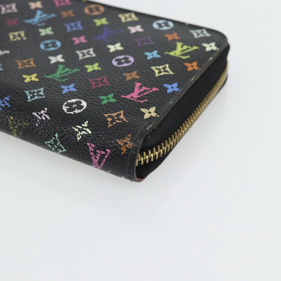 LOUIS VUITTON Monogram Multicolore Zippy Geldbörse Schwarz M60243 LV Auth ka4424