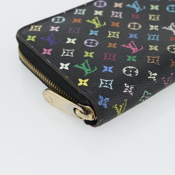 LOUIS VUITTON Monogram Multicolore Zippy Geldbörse Schwarz M60243 LV Auth ka4424