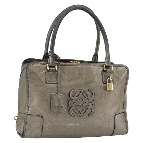 LOEWE Amazona 36 Hand Bag Suede Bronze Gold Auth ka4425