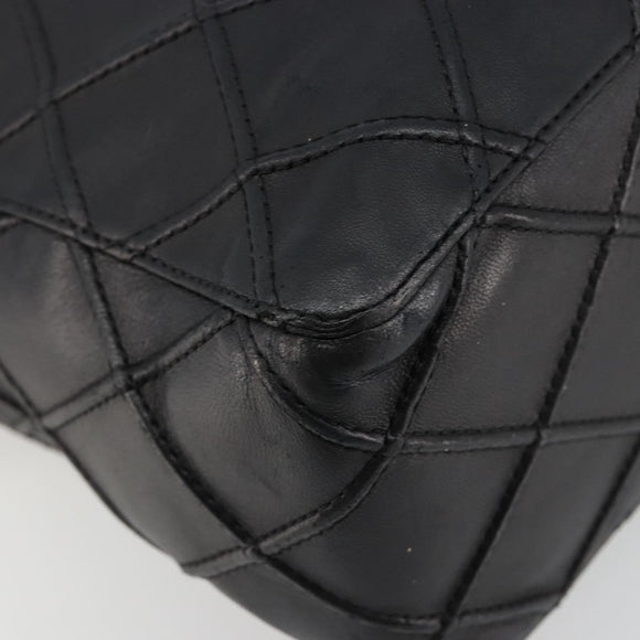 CHANEL Bicolore Schoudertas Leer Zwart Zilveren CC Auth ka4426