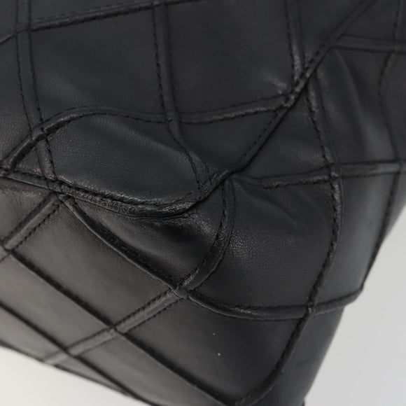 CHANEL Bicolore Schoudertas Leer Zwart Zilveren CC Auth ka4426
