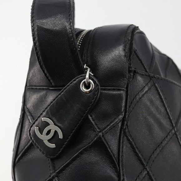CHANEL Bicolore Schoudertas Leer Zwart Zilveren CC Auth ka4426