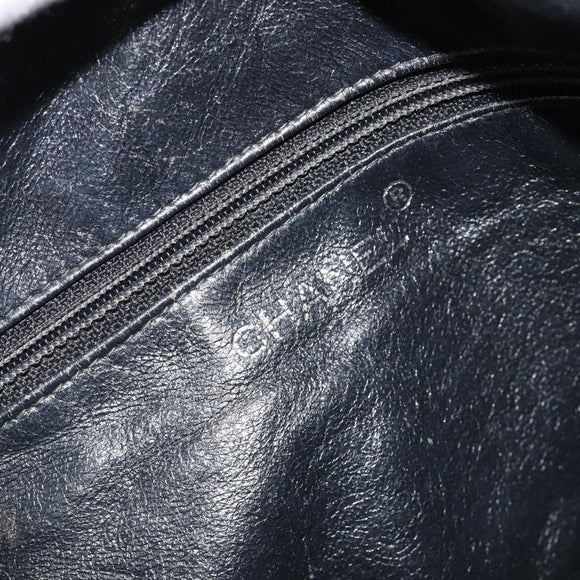 CHANEL Bicolore Schoudertas Leer Zwart Zilveren CC Auth ka4426