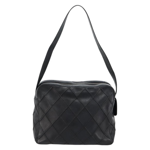 CHANEL Bicolore Schoudertas Leer Zwart Zilveren CC Auth ka4426