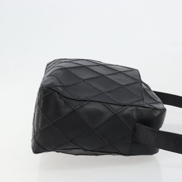 CHANEL Bicolore Schoudertas Leer Zwart Zilveren CC Auth ka4426