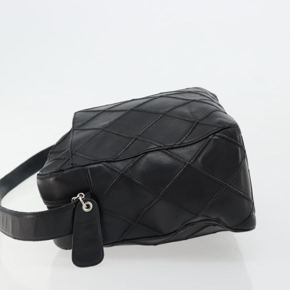 CHANEL Bicolore Schoudertas Leer Zwart Zilveren CC Auth ka4426