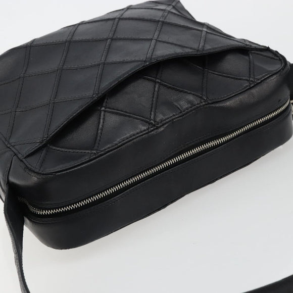 CHANEL Bicolore Schoudertas Leer Zwart Zilveren CC Auth ka4426