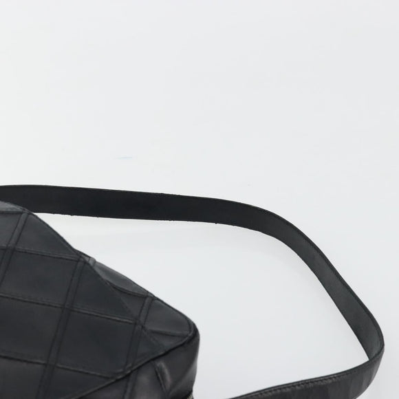 CHANEL Bicolore Schoudertas Leer Zwart Zilveren CC Auth ka4426