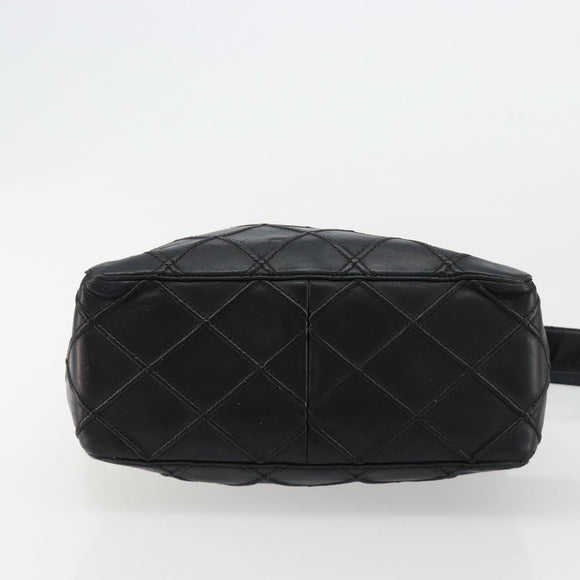 CHANEL Bicolore Schoudertas Leer Zwart Zilveren CC Auth ka4426