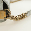 CHANEL Chain Boy Chanel Shoulder Bag Leather White Gold CC Auth ka4428V-10
