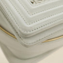 CHANEL Chain Boy Chanel Shoulder Bag Leather White Gold CC Auth ka4428V-12