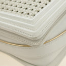 CHANEL Chain Boy Chanel Shoulder Bag Leather White Gold CC Auth ka4428V-13