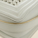 CHANEL Chain Boy Chanel Shoulder Bag Leather White Gold CC Auth ka4428V-15