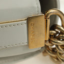 CHANEL Chain Boy Chanel Shoulder Bag Leather White Gold CC Auth ka4428V-16