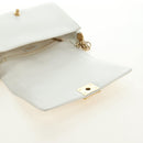 CHANEL Chain Boy Chanel Shoulder Bag Leather White Gold CC Auth ka4428V-18