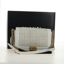 CHANEL Chain Boy Chanel Shoulder Bag Leather White Gold CC Auth ka4428V-28