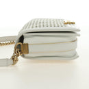 CHANEL Chain Boy Chanel Shoulder Bag Leather White Gold CC Auth ka4428V-4