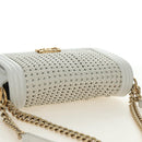 CHANEL Chain Boy Chanel Shoulder Bag Leather White Gold CC Auth ka4428V-6
