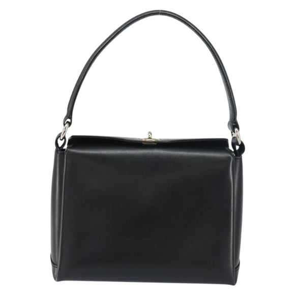 GUCCI Hand Bag Leather Black Silver Auth ka443