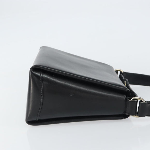 GUCCI Hand Bag Leather Black Silver Auth ka443