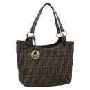 FENDI Zucca Canvas Schultertasche Schwarz Braun Auth ka4435-1