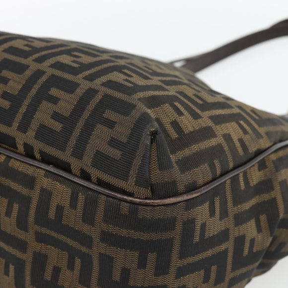 FENDI Zucca Canvas Schultertasche Schwarz Braun Auth ka4435