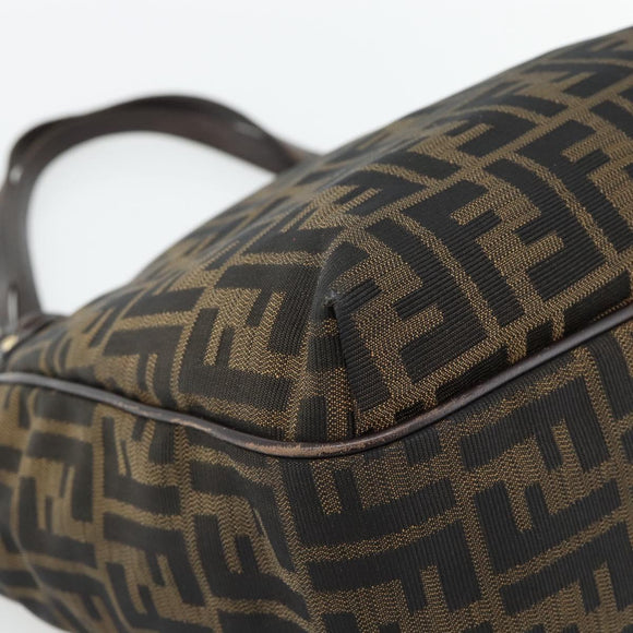 FENDI Zucca Canvas Schultertasche Schwarz Braun Auth ka4435