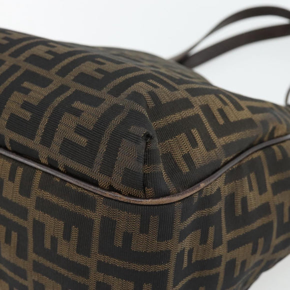 FENDI Zucca Canvas Schultertasche Schwarz Braun Auth ka4435