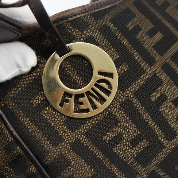 FENDI Zucca Canvas Schultertasche Schwarz Braun Auth ka4435