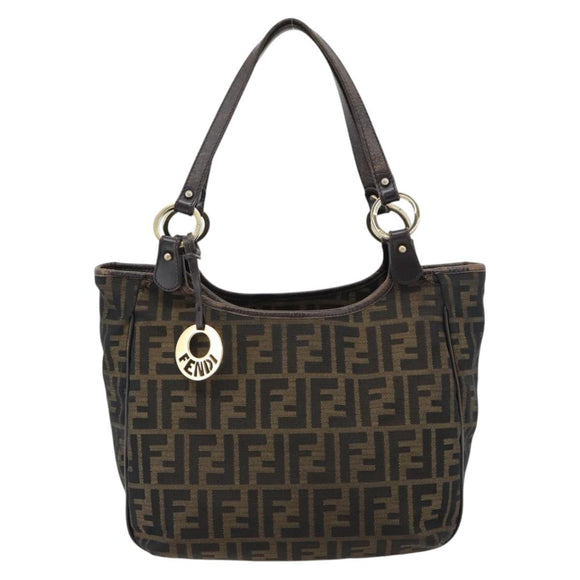 FENDI Zucca Canvas Schultertasche Schwarz Braun Auth ka4435