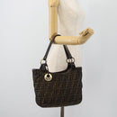 FENDI Zucca Canvas Schultertasche Schwarz Braun Auth ka4435-24