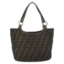 FENDI Zucca Canvas Schultertasche Schwarz Braun Auth ka4435-2