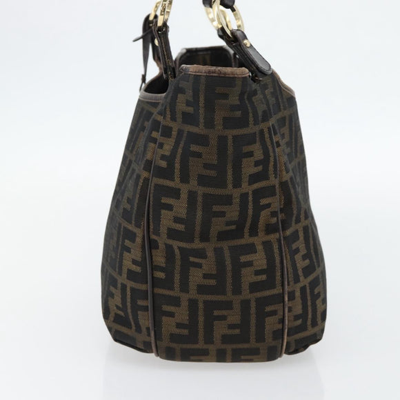 FENDI Zucca Canvas Schultertasche Schwarz Braun Auth ka4435