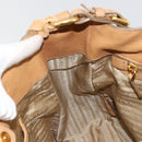 PRADA Schoudertas Leer Beige Goud Auth ka4438A-23