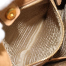 PRADA Schoudertas Leer Beige Goud Auth ka4438A-25