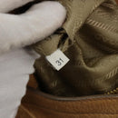PRADA Schoudertas Leer Beige Goud Auth ka4438A-11