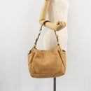 PRADA Schoudertas Leer Beige Goud Auth ka4438A-26