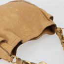 PRADA Schoudertas Leer Beige Goud Auth ka4438A-6
