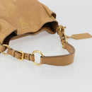 PRADA Schoudertas Leer Beige Goud Auth ka4438A-7