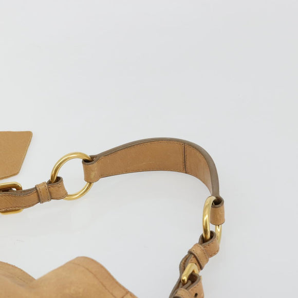 PRADA Schoudertas Leer Beige Goud Auth ka4438A