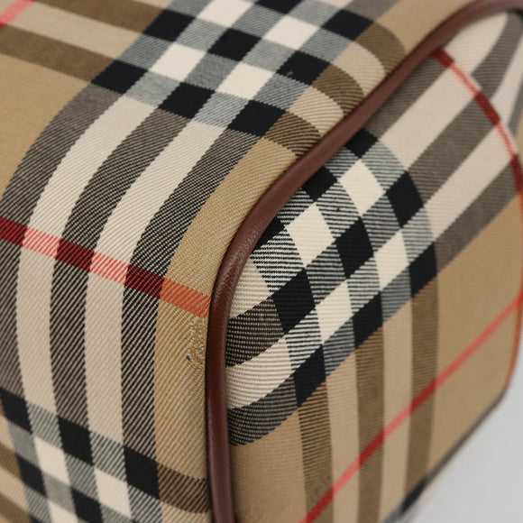BURBERRY Nova Check Hand Bag Canvas 2way Beige Gold Auth ka4439