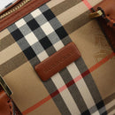 BURBERRY Nova Check Hand Bag Canvas 2way Beige Gold Auth ka4439-18