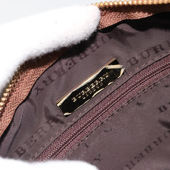 BURBERRY Nova Check Hand Bag Canvas 2way Beige Gold Auth ka4439