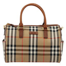 BURBERRY Nova Check Hand Bag Canvas 2way Beige Gold Auth ka4439-13