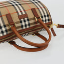 BURBERRY Nova Check Hand Bag Canvas 2way Beige Gold Auth ka4439-7