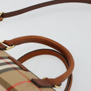 BURBERRY Nova Check Hand Bag Canvas 2way Beige Gold Auth ka4439-8